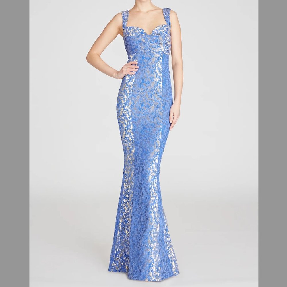 Theia June Stretch Jacquard Gown